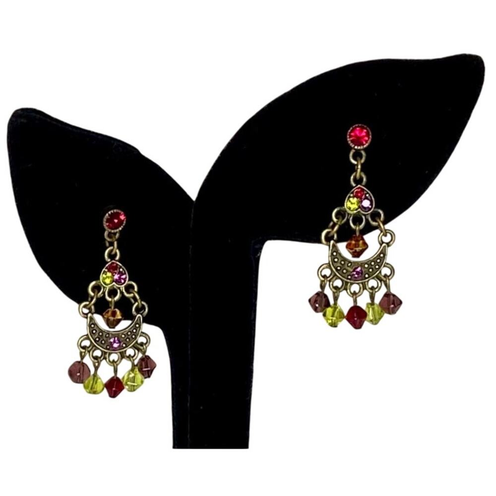Victorian Revival Chandelier Earrings Antique Gold-Tone Crystals Premier Designs